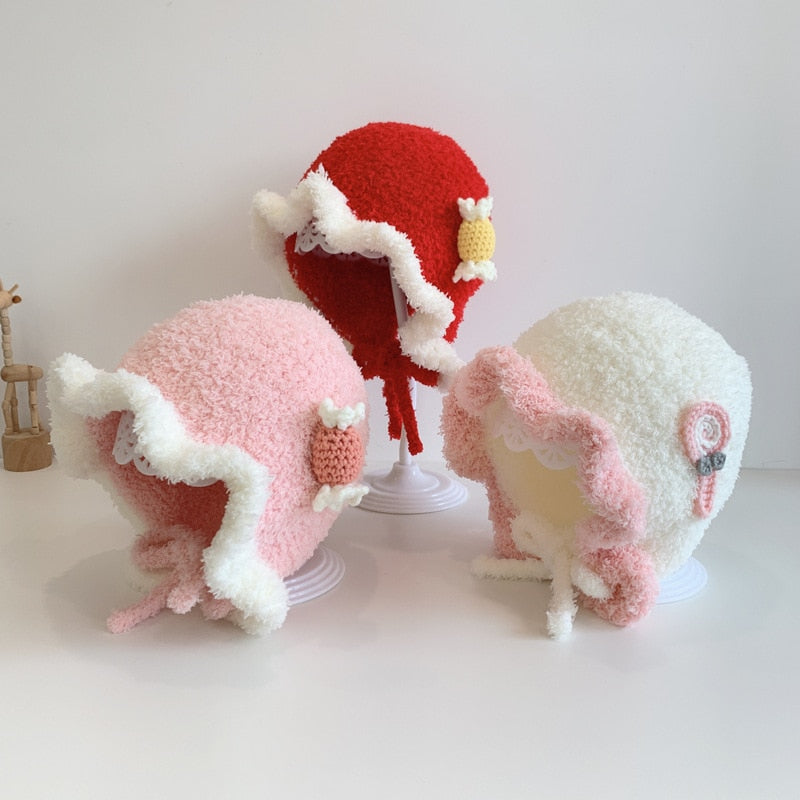 -ベビー ニット フリル キャップ 帽子 ハット【mh0001494】 - mamahalo shop - ベビー用帽子 -  べビー服 - 子供服 - 男の子 - 女の子