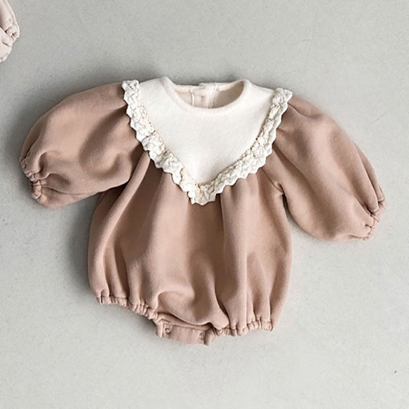 -ベビー フリース レース 長袖 ロンパース - mamahalo shop - 長袖ロンパース -  べビー服 - 子供服 - 男の子 - 女の子