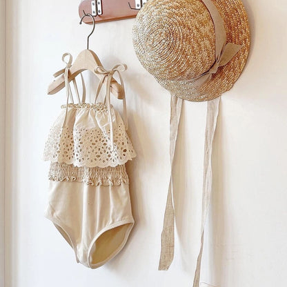 -キッズ 水着 ワンピース レース フリル シャーリング スイムウェア【mh0000808】 - mamahalo shop - ベビー用水着 -  べビー服 - 子供服 - 男の子 - 女の子