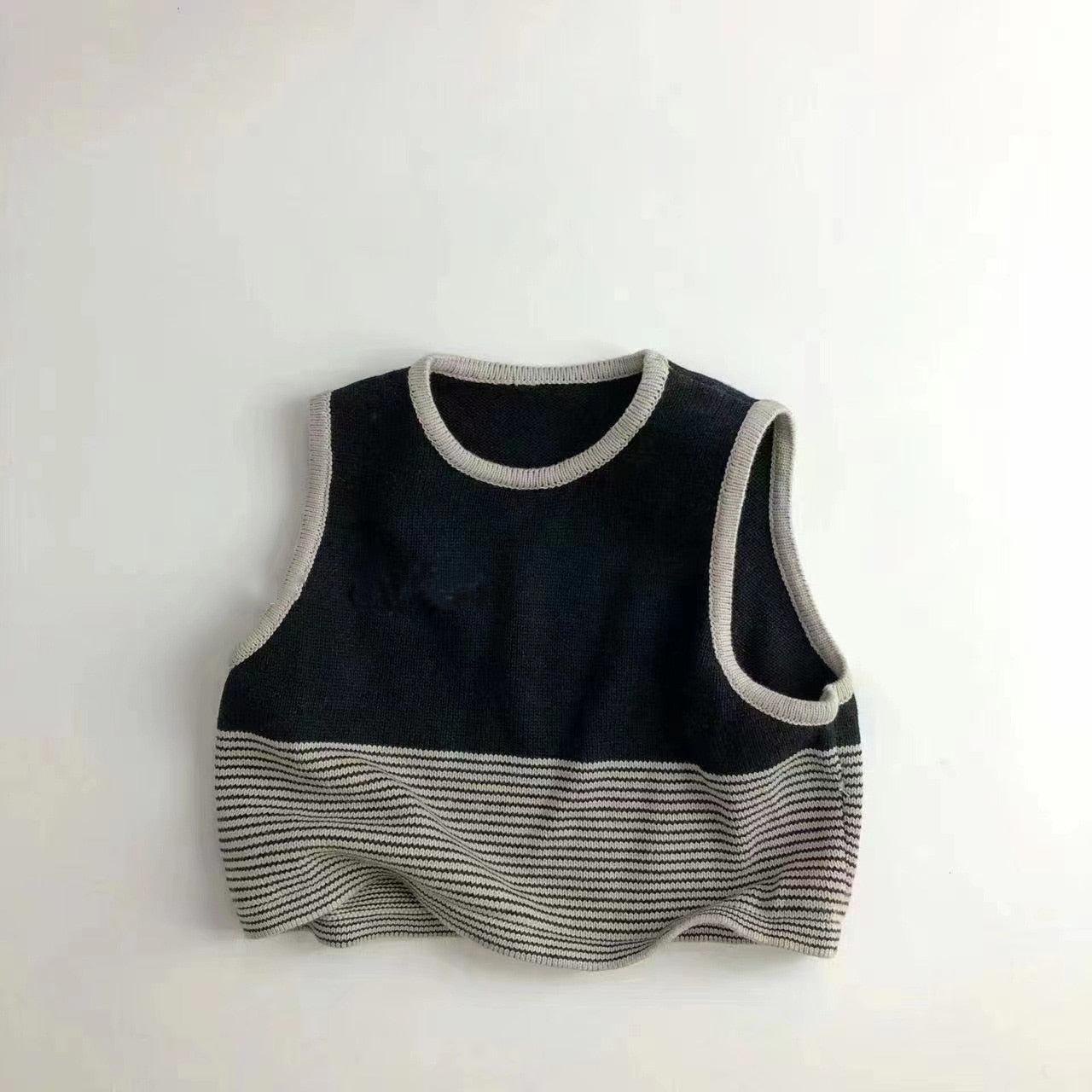 -キッズ ボーダー 無地 ドッキング ベスト トップス ボーイズ【mh0002677】 - mamahalo shop - ベスト -  べビー服 - 子供服 - 男の子 - 女の子