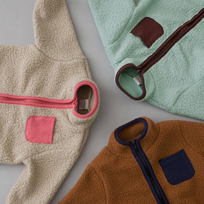 -☺︎ ベビー フリース ジッパー カラフル ジャンプスーツ - mamahalo shop - アウタージャンプスーツ -  べビー服 - 子供服 - 男の子 - 女の子