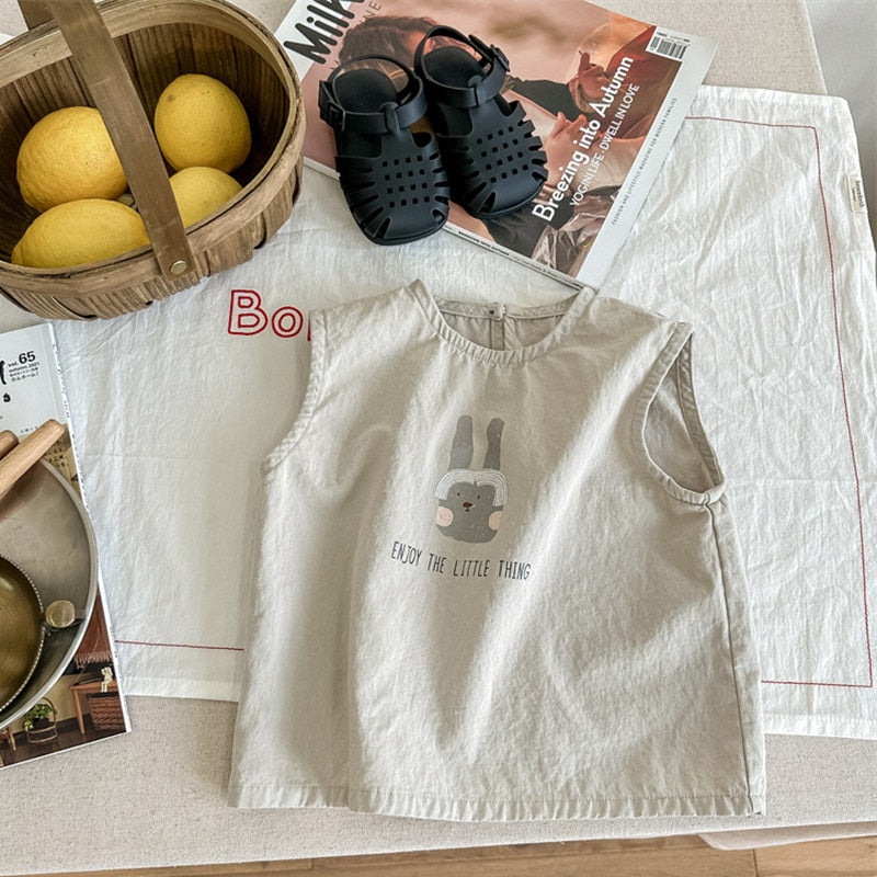 -キッズ うさぎ バニー ノースリーブ シャツ トップス - mamahalo shop - タンクトップ・キャミソール・ノースリーブトップス -  べビー服 - 子供服 - 男の子 - 女の子