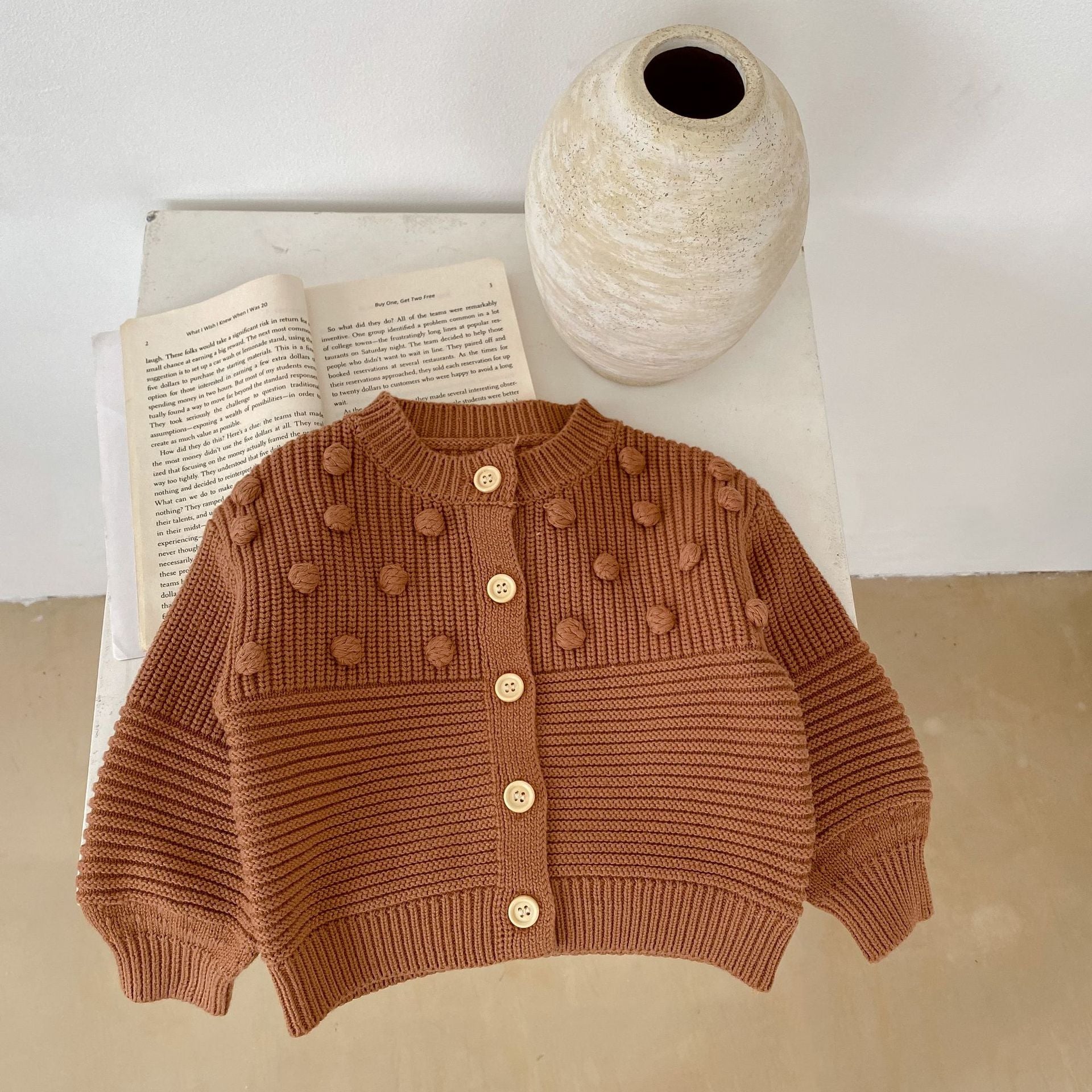 -ベビー ニット みずたま カーディガン - mamahalo shop - カーディガン・パーカー -  べビー服 - 子供服 - 男の子 - 女の子