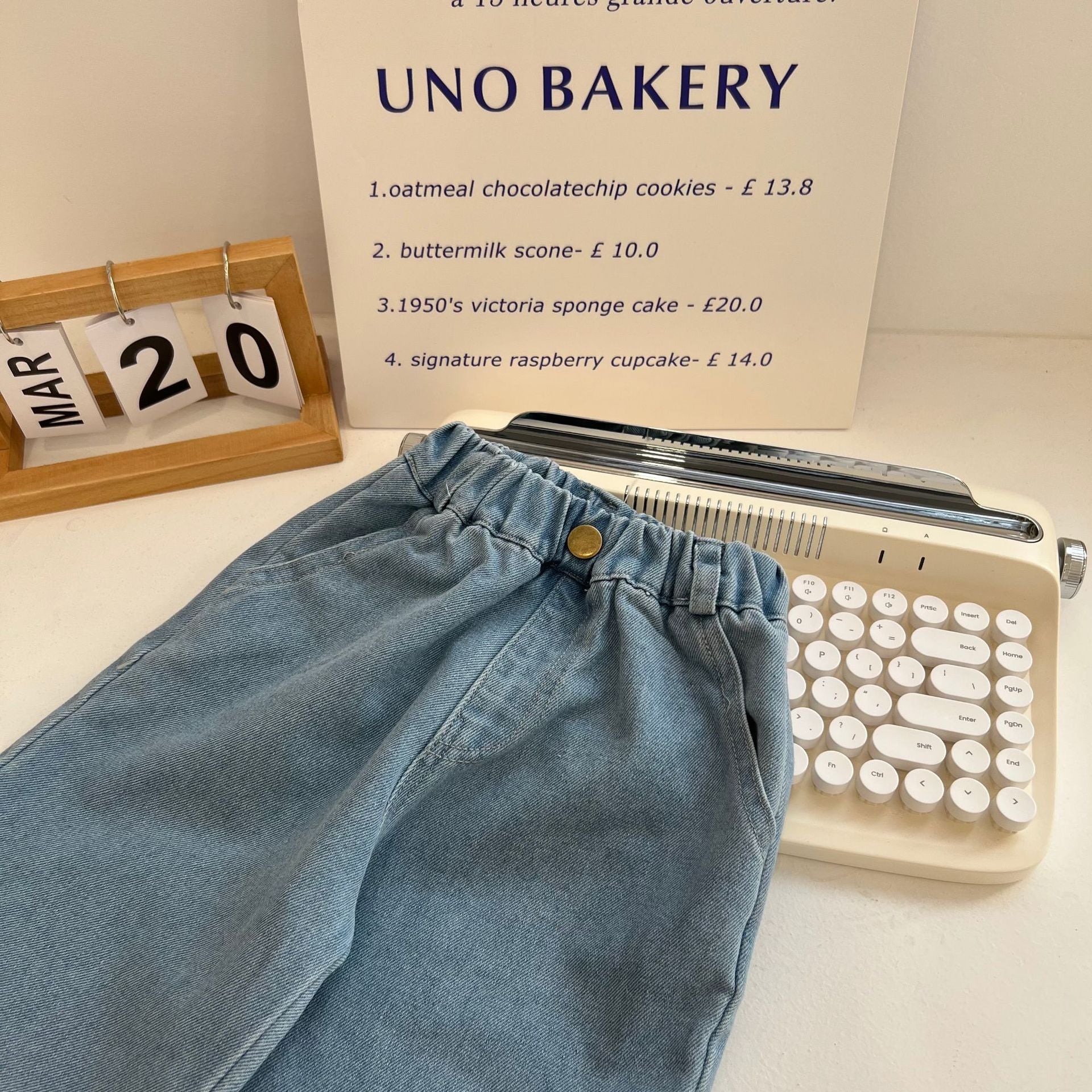 -キッズ デニム ワイド ストレート パンツ ジーンズ - mamahalo shop - デニムパンツ -  べビー服 - 子供服 - 男の子 - 女の子