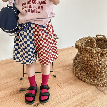 -キッズ チェッカーチェック バイカラー ショートパンツ【mh0001825】 - mamahalo shop - ハーフパンツ・ショートパンツ -  べビー服 - 子供服 - 男の子 - 女の子