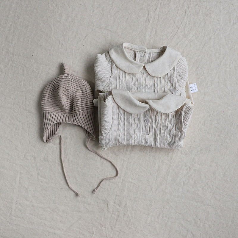 -ベビー ドッキング 丸襟 長袖 ロンパース ワンピース リンクコーデ 姉妹 お揃い - mamahalo shop - 長袖ワンピース -  べビー服 - 子供服 - 男の子 - 女の子