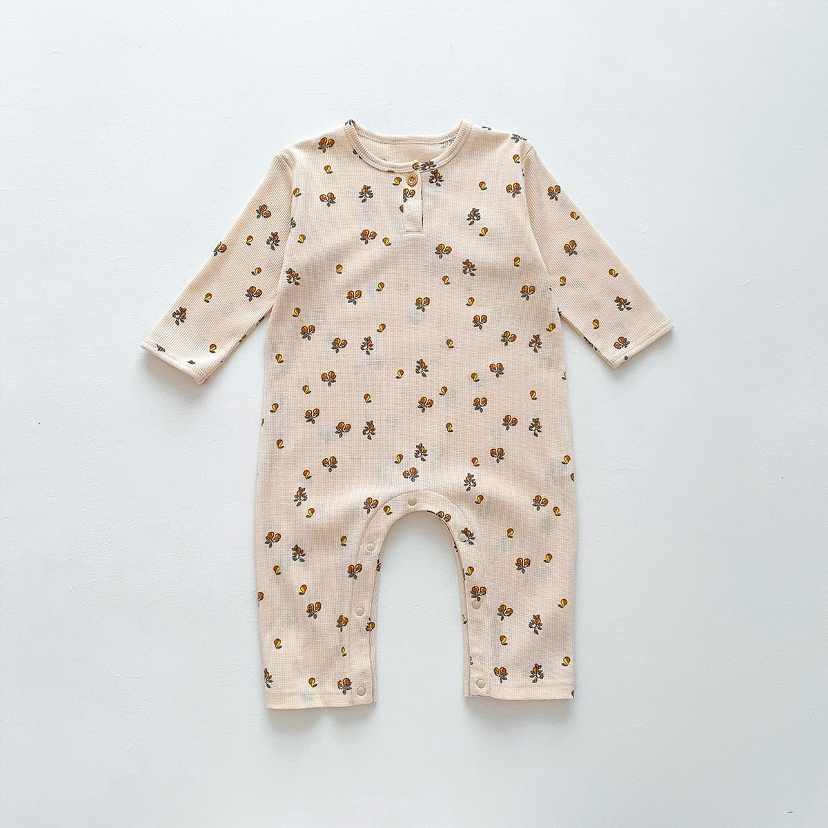 -ベビー 長袖 プリント ロンパース ジャンプスーツ 車 くるま フラワー - mamahalo shop - 長袖ロンパース -  べビー服 - 子供服 - 男の子 - 女の子