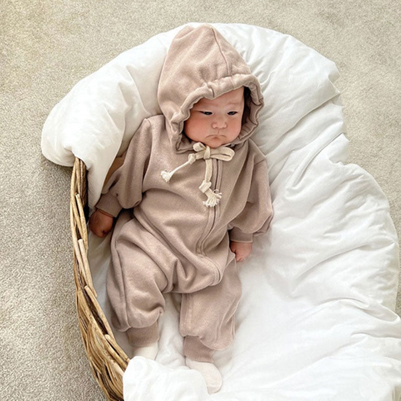 -ベビー フーディ ジッパー 長袖 ジャンプスーツ - mamahalo shop - 長袖ロンパース -  べビー服 - 子供服 - 男の子 - 女の子