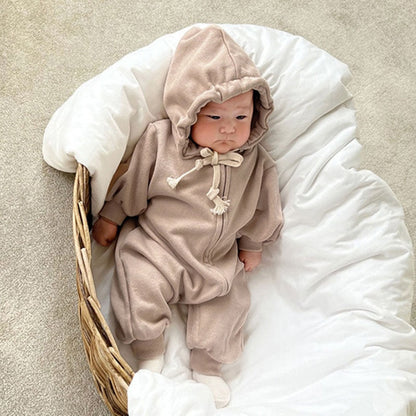 -ベビー フーディ ジッパー 長袖 ジャンプスーツ - mamahalo shop - 長袖ロンパース -  べビー服 - 子供服 - 男の子 - 女の子