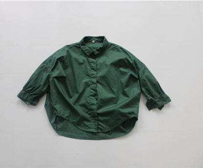 -キッズ オーバーサイズ ルーズ 長袖 シャツ ブラウス オーバーシャツ - mamahalo shop - 長袖シャツ・ブラウス -  べビー服 - 子供服 - 男の子 - 女の子