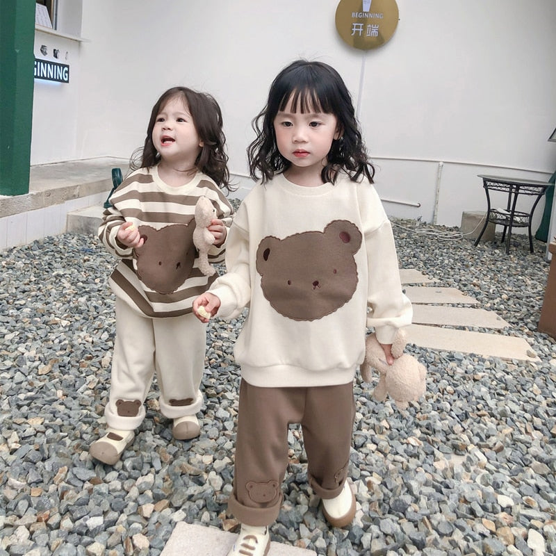 -キッズ くま ベア ボーダー 無地 トップス パンツ - mamahalo shop - ロングパンツ・スウェットパンツ -  べビー服 - 子供服 - 男の子 - 女の子