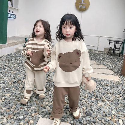 -キッズ くま ベア ボーダー 無地 トップス パンツ - mamahalo shop - ロングパンツ・スウェットパンツ -  べビー服 - 子供服 - 男の子 - 女の子