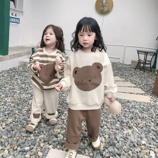 -キッズ くま ベア ボーダー 無地 トップス パンツ - mamahalo shop - ロングパンツ・スウェットパンツ -  べビー服 - 子供服 - 男の子 - 女の子