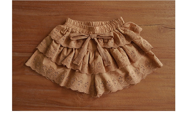 -キッズ レース 透け感 フリル ショートパンツ 半袖 Tシャツ ブラウス トップス - mamahalo shop - ハーフパンツ・ショートパンツ -  べビー服 - 子供服 - 男の子 - 女の子