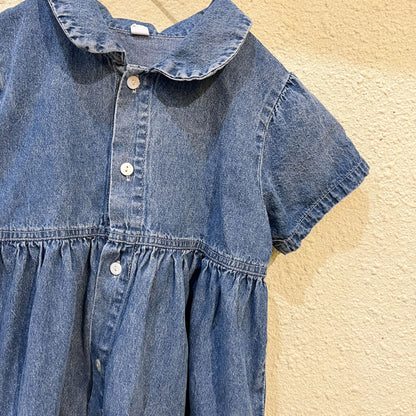 -キッズ デニム セットアップ 半袖 シャツ パンツ ワンピース リンク 兄弟 姉妹 お揃い コーデ - mamahalo shop - 半袖ワンピース -  べビー服 - 子供服 - 男の子 - 女の子