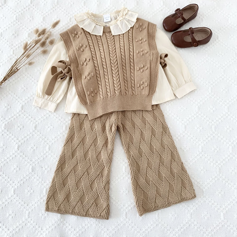 -キッズ ニット ワイドレッグパンツ フレアパンツ - mamahalo shop - ロングパンツ・スウェットパンツ -  べビー服 - 子供服 - 男の子 - 女の子