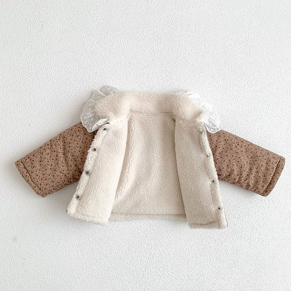 -ベビー フラワー レース 裏ボアフリース ジャケット コート アウター - mamahalo shop - ショートコート・ジャケット・ジャンパー -  べビー服 - 子供服 - 男の子 - 女の子