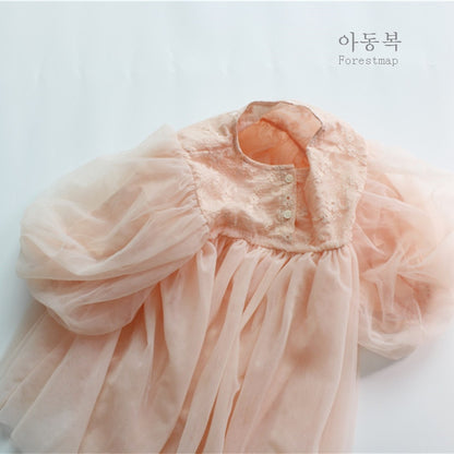 キッズ チュチュ チュール 長袖 パフスリーブ ドレス ワンピース - mamahalo shop - 長袖ワンピース - ベビー服 - 子供服 - 男の子 - 女の子