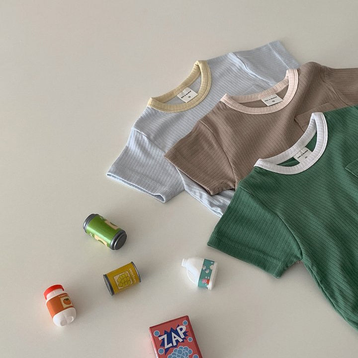 -ベビー シンプル バイピング 半袖 ロンパース ノースリーブ ジャンプスーツ - mamahalo shop - 半袖ロンパース -  べビー服 - 子供服 - 男の子 - 女の子