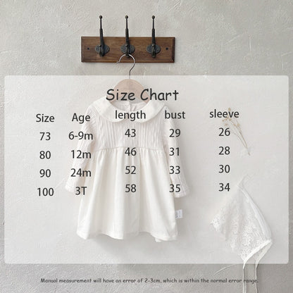 -ベビー ドッキング 丸襟 長袖 ロンパース ワンピース リンクコーデ 姉妹 お揃い - mamahalo shop - 長袖ワンピース -  べビー服 - 子供服 - 男の子 - 女の子