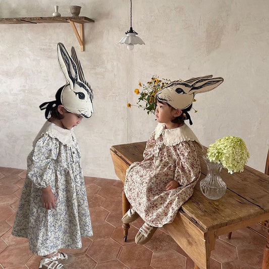 -ベビー フラワー フリル襟 長袖 ワンピース - mamahalo shop - 長袖ワンピース -  べビー服 - 子供服 - 男の子 - 女の子