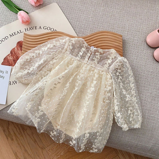 -ベビー チュチュ チュール レース 長袖 ドレス ロンパース - mamahalo shop - 長袖ロンパース -  べビー服 - 子供服 - 男の子 - 女の子