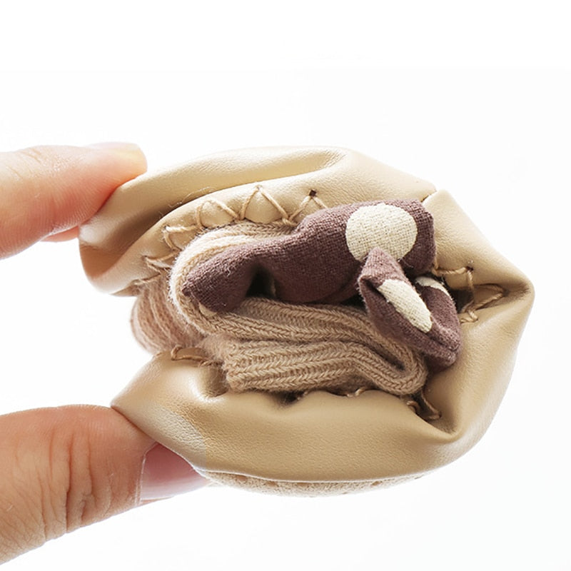 -ベビー みずたま リボン ルームシューズ ソックス 靴下 ファーストシューズ 室内ばき - mamahalo shop - ベビー用靴下・タイツ -  べビー服 - 子供服 - 男の子 - 女の子