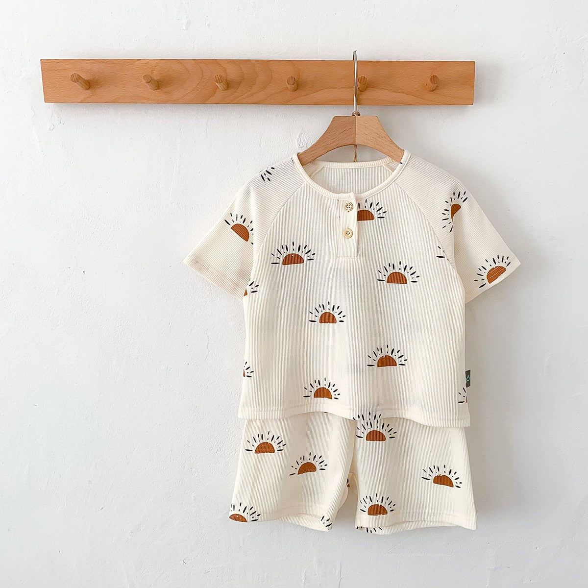 -キッズ 半袖 プリント セットアップ パジャマ Tシャツ ショートパンツ フラワー レモン - mamahalo shop - 半袖パジャマ -  べビー服 - 子供服 - 男の子 - 女の子