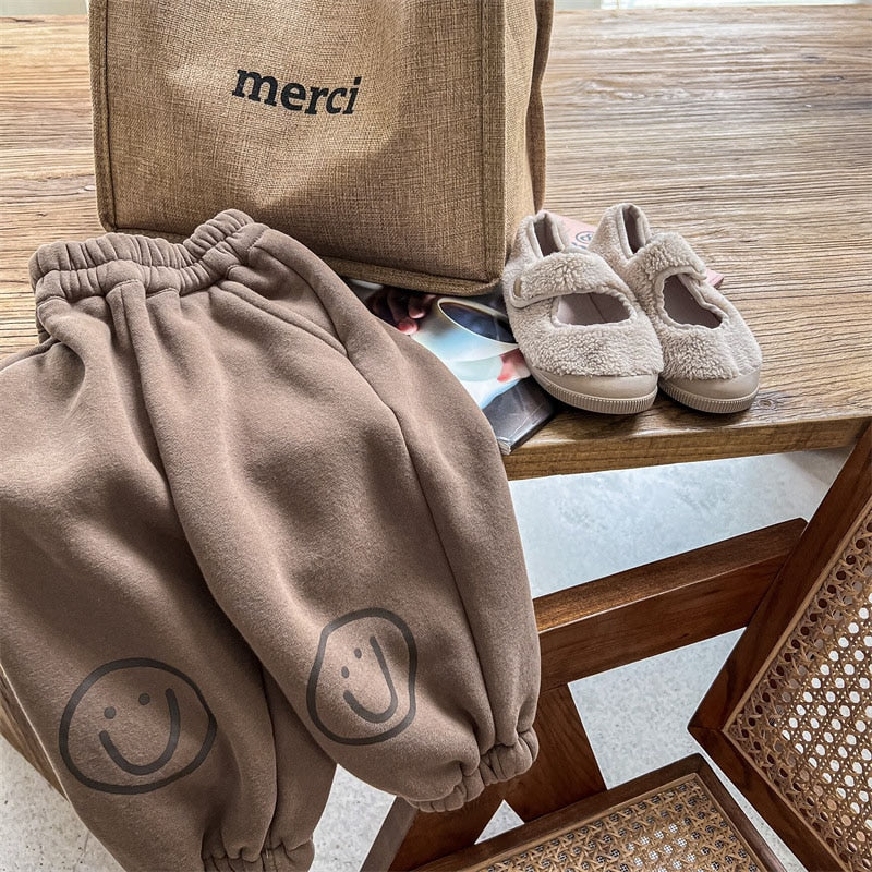 -キッズ フリース スマイル スウェット パンツ - mamahalo shop - ロングパンツ・スウェットパンツ -  べビー服 - 子供服 - 男の子 - 女の子