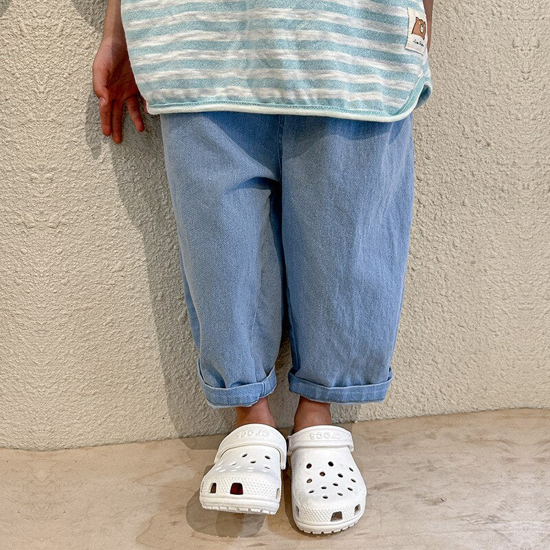 -キッズ デニム ルーズ パンツ ズボン ジーンズ - mamahalo shop - ロングパンツ・スウェットパンツ -  べビー服 - 子供服 - 男の子 - 女の子