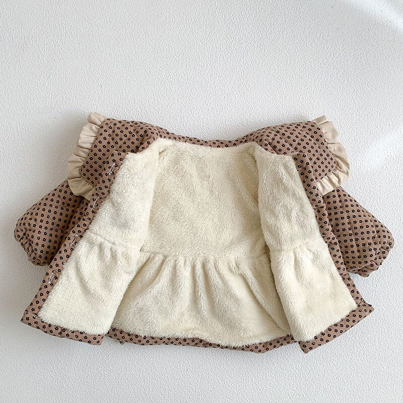 -ベビー キッズ フラワー キルティング フリル リボン ジャケット コート アウター【mh0001273】 - mamahalo shop - ショートコート・ジャケット・ジャンパー -  べビー服 - 子供服 - 男の子 - 女の子