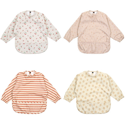 -防水 ベビー ビブ 子供用 長袖 スモック エプロン ポケット付き - mamahalo shop - お食事エプロン -  べビー服 - 子供服 - 男の子 - 女の子