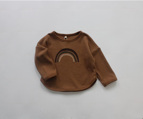 -キッズ レインボー 長袖 ルーズ Tシャツ トップス - mamahalo shop - 長袖Tシャツ -  べビー服 - 子供服 - 男の子 - 女の子
