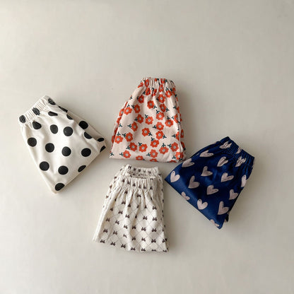 -キッズ ハート リボン みずたま フラワー ルーズ ランタン パンツ - mamahalo shop - ロングパンツ・スウェットパンツ -  べビー服 - 子供服 - 男の子 - 女の子