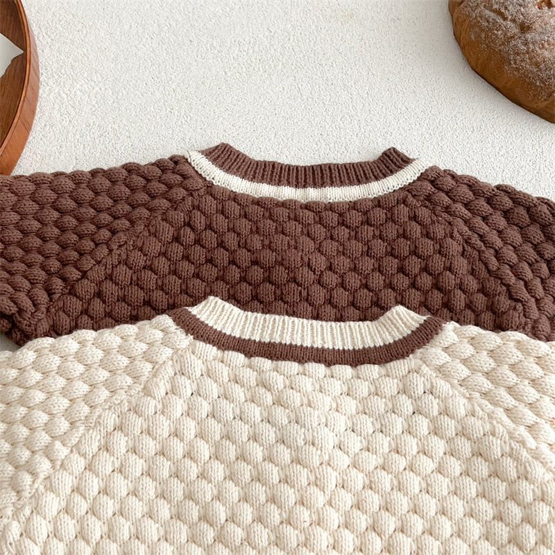 -ベビー ニット 長袖 ジャンプスーツ ロンパース くま耳 帽子 セット - mamahalo shop - 長袖ロンパース -  べビー服 - 子供服 - 男の子 - 女の子