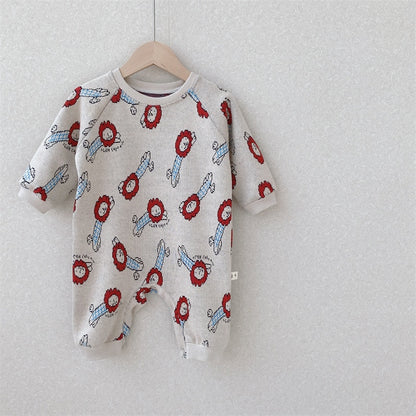 -ベビー ニット ロンパース フラワー アーガイル ミーアキャット ライオン くま - mamahalo shop - 長袖ロンパース -  べビー服 - 子供服 - 男の子 - 女の子