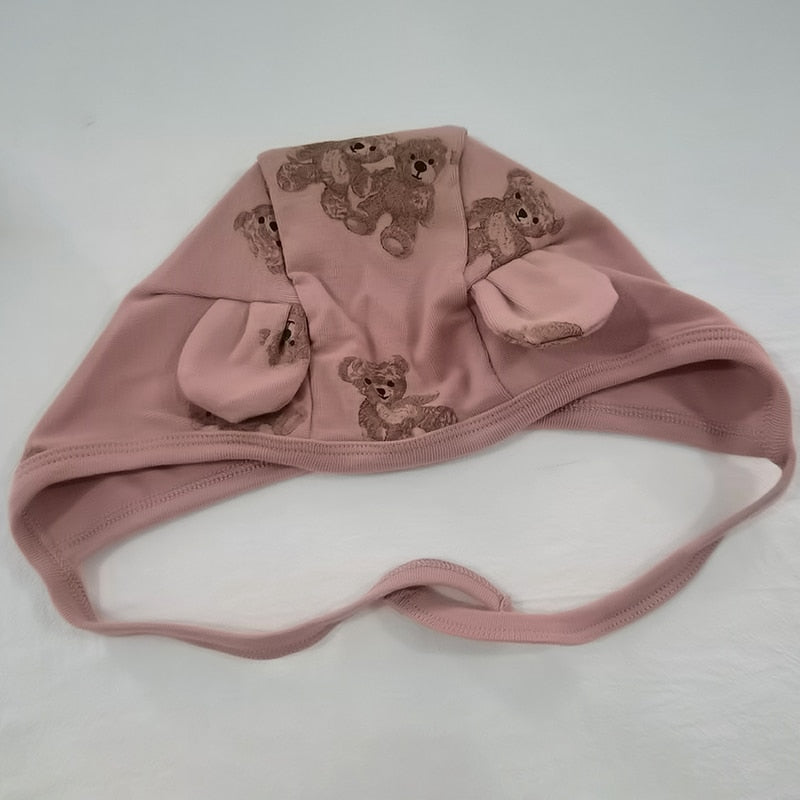 -ベビー くま ベア ロンパース 耳帽子 セット - mamahalo shop - 長袖ロンパース -  べビー服 - 子供服 - 男の子 - 女の子