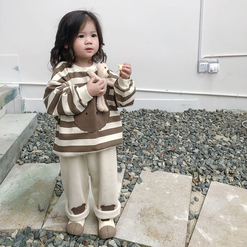 -キッズ くま ベア ボーダー 無地 トップス パンツ - mamahalo shop - ロングパンツ・スウェットパンツ -  べビー服 - 子供服 - 男の子 - 女の子