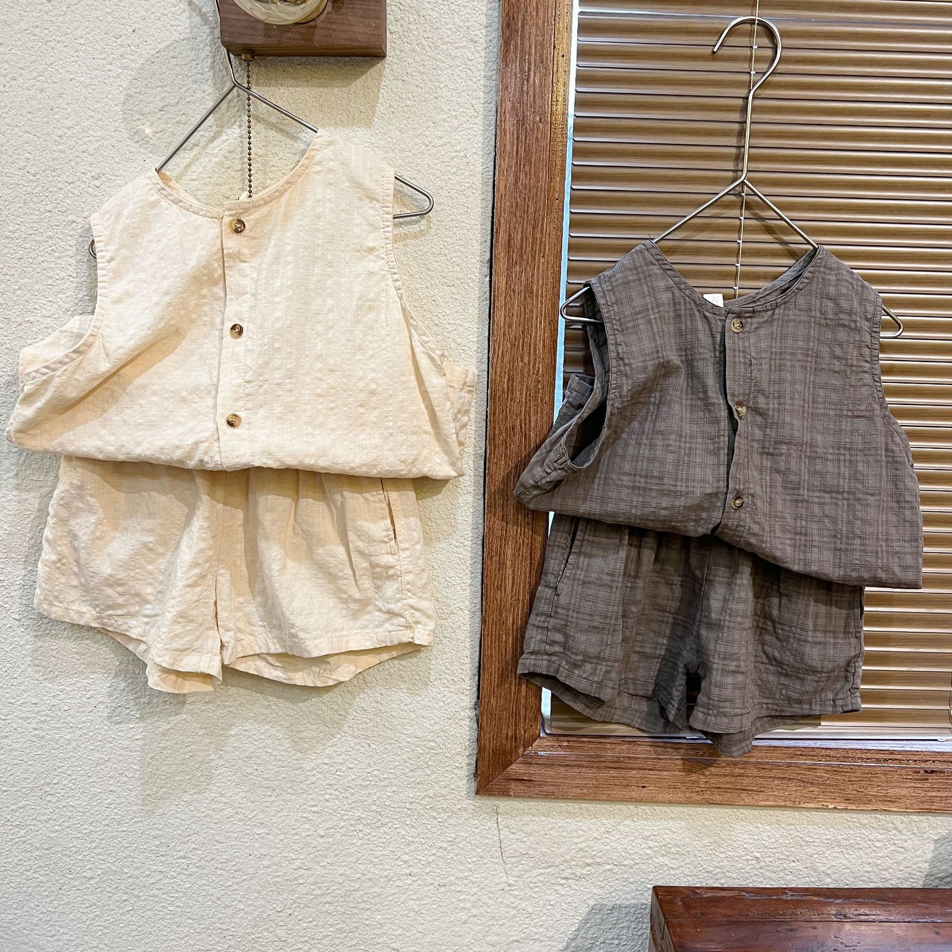-キッズ セットアップ ノースリーブ シャツ トップス パンツ - mamahalo shop - ノースリーブセットアップ -  べビー服 - 子供服 - 男の子 - 女の子