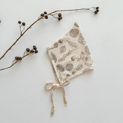 -ベビー ワッフル プリント ボンネット 帽子 フラワー 車 くるま 恐竜 ダイナソー - mamahalo shop - ベビー用帽子 -  べビー服 - 子供服 - 男の子 - 女の子