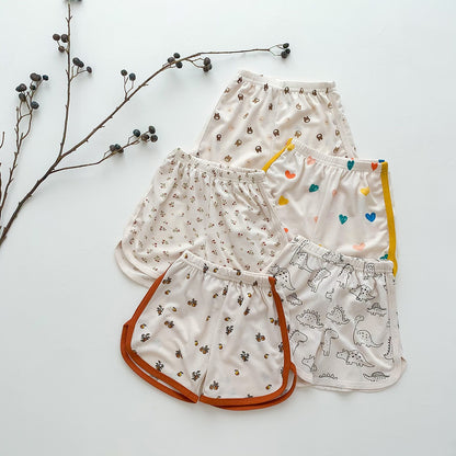 -キッズ 半袖 プリント セットアップ パジャマ Tシャツ ショートパンツ フラワー 恐竜 ダイナソー くま ベア - mamahalo shop - 半袖パジャマ -  べビー服 - 子供服 - 男の子 - 女の子