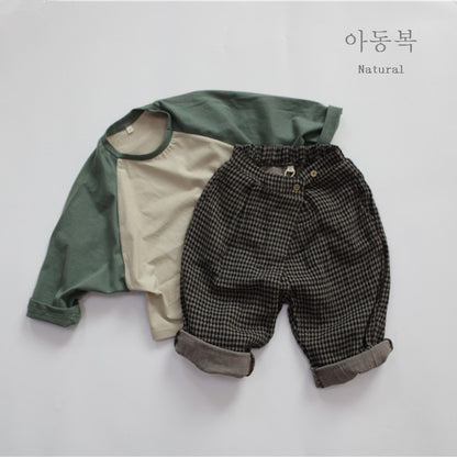 -キッズ ラグラン パッチワーク 長袖 ルーズ Tシャツ トップス - mamahalo shop - 長袖Tシャツ -  べビー服 - 子供服 - 男の子 - 女の子