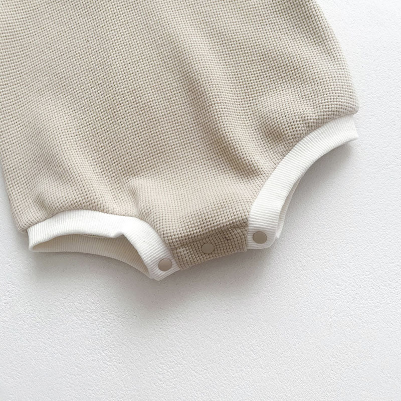 -ベビー ワッフル くま ベア 長袖 ロンパース ボンネット 帽子 セット - mamahalo shop - 長袖ロンパース -  べビー服 - 子供服 - 男の子 - 女の子