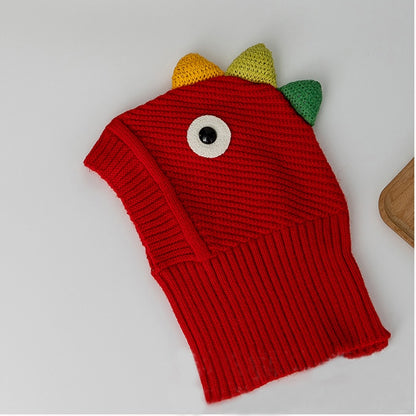 -キッズ ニット ダイナソー 恐竜 フーディ フード ケープ スカーフ キャップ 帽子 - mamahalo shop - ベビー用帽子 -  べビー服 - 子供服 - 男の子 - 女の子