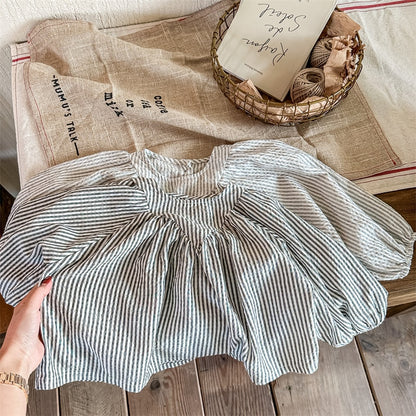 -キッズ ストライプ 長袖 ルーズ チュニック ブラウス【mh0001289】 - mamahalo shop - 長袖シャツ・ブラウス -  べビー服 - 子供服 - 男の子 - 女の子