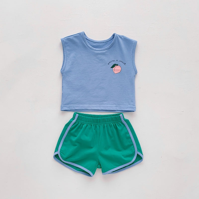 -ベビー カラフル フルーツ セットアップ タンクトップ ショートパンツ トラックパンツ【mh0001657】 - mamahalo shop - ノースリーブセットアップ -  べビー服 - 子供服 - 男の子 - 女の子