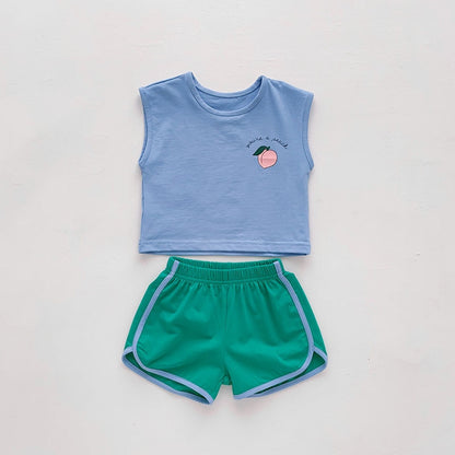 -ベビー カラフル フルーツ セットアップ タンクトップ ショートパンツ トラックパンツ【mh0001657】 - mamahalo shop - ノースリーブセットアップ -  べビー服 - 子供服 - 男の子 - 女の子