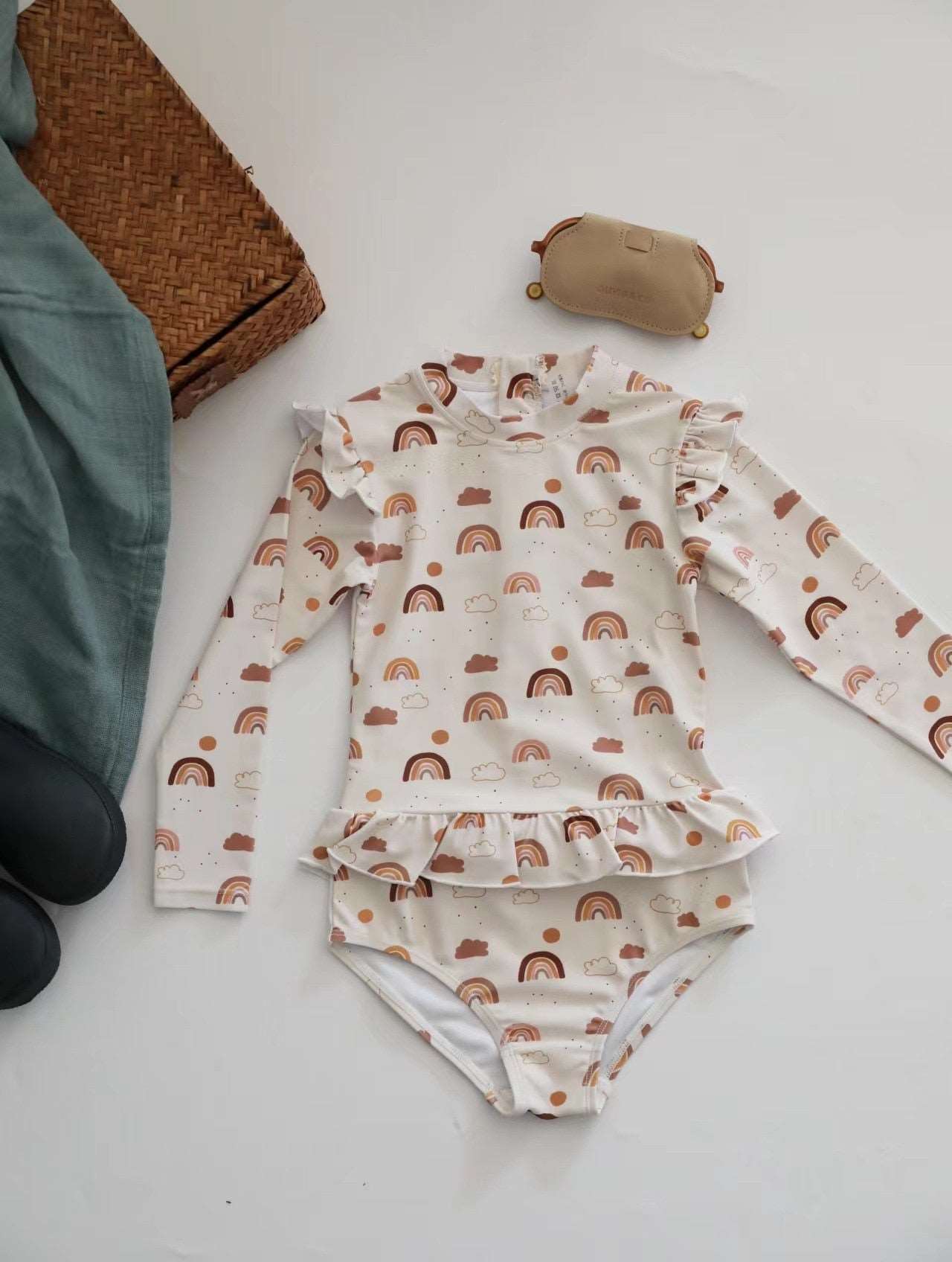 -キッズ ガールズ 女の子 ワンピース 水着 スイムウェア ラッシュガード 帽子 セット【mh0001414】 - mamahalo shop - ベビー用水着 -  べビー服 - 子供服 - 男の子 - 女の子