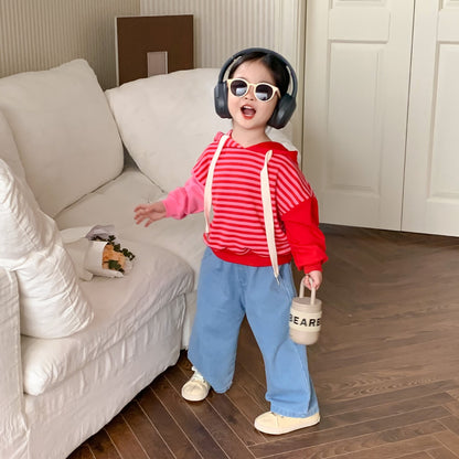 -キッズ デニム ワイド ストレート パンツ ジーンズ - mamahalo shop - デニムパンツ -  べビー服 - 子供服 - 男の子 - 女の子