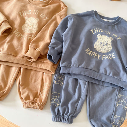 -キッズ くま ベア セットアップ スウェット トレーナー トップス パンツ - mamahalo shop - 長袖セットアップ -  べビー服 - 子供服 - 男の子 - 女の子
